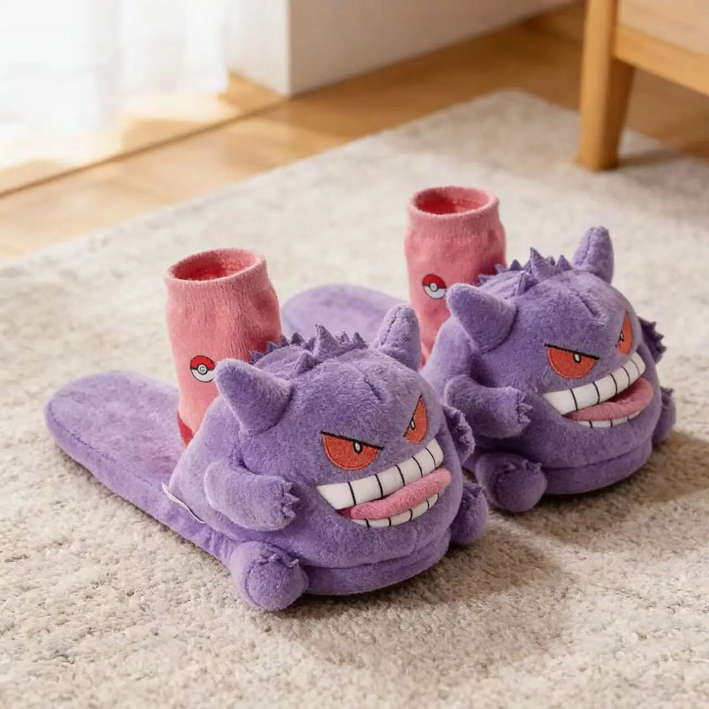 Mischievous Ghost Plush Slippers – Cozy Funny Monster House Shoes