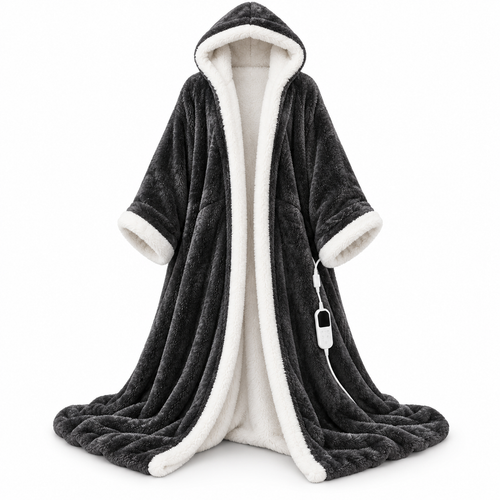 Heated Wearable Blanket with Sleeves & Foot Pocket – A Warm Hug Made Just for You