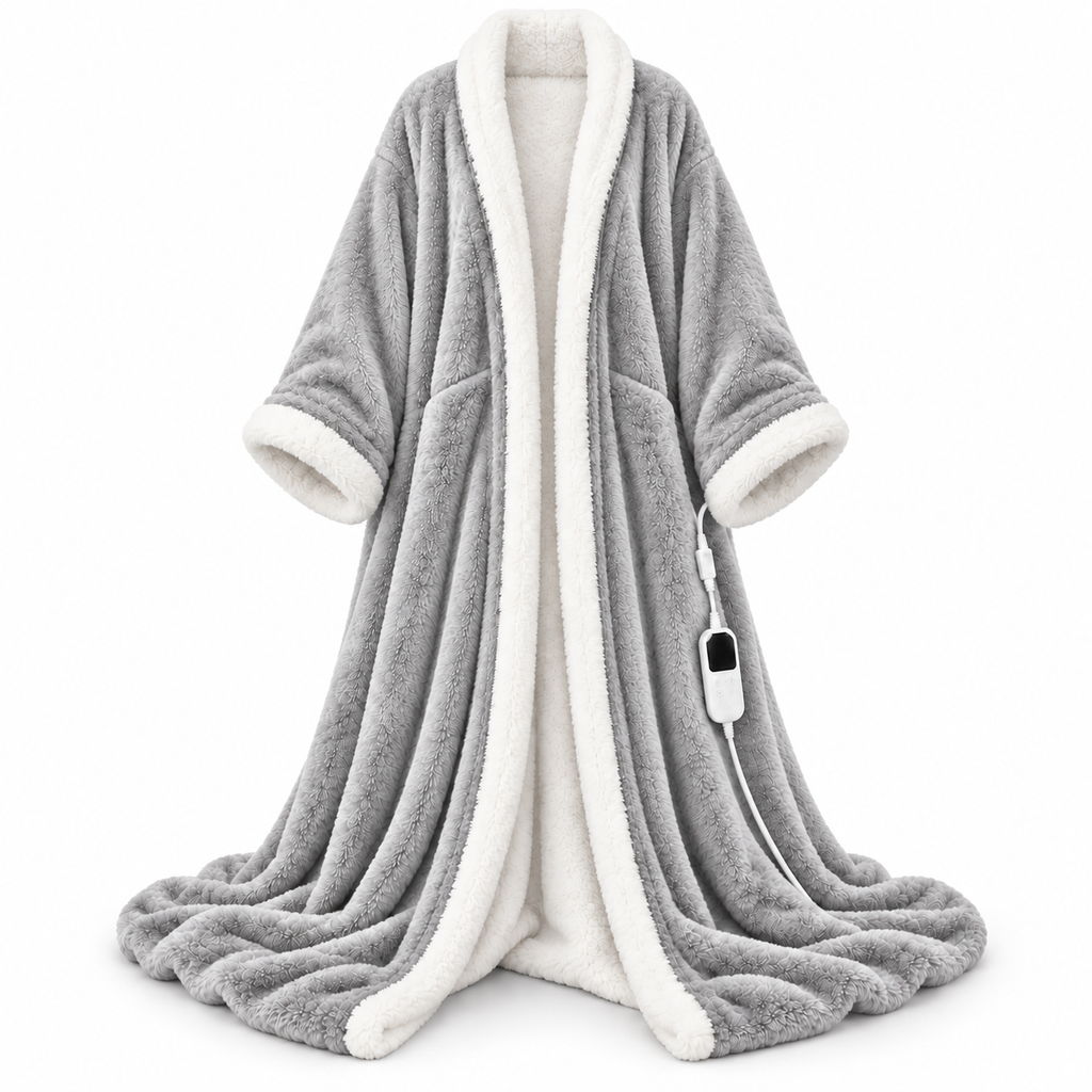 Heated Wearable Blanket with Sleeves & Foot Pocket – A Warm Hug Made Just for You