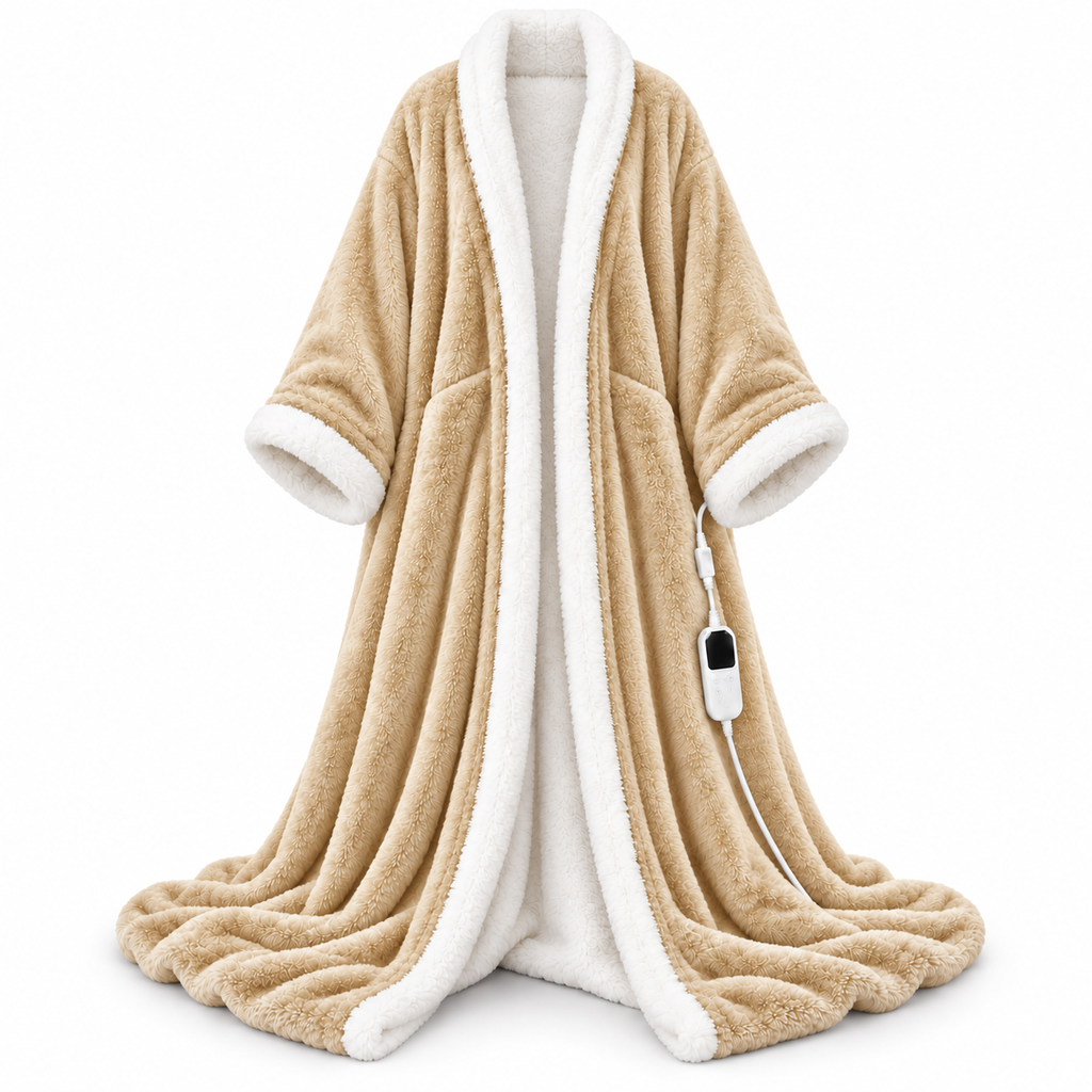 Heated Wearable Blanket with Sleeves & Foot Pocket – A Warm Hug Made Just for You
