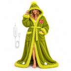 Grinch Heated Plush Robe – Oversized Wearable Blanket with Adjustable Heat